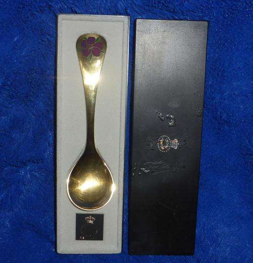 46g Sterling Silver, Gold Plated and Enamel GEORG JENSEN 1974 Annual Spoon in Case