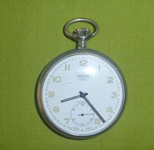 LANCO Swiss Pocket Watch in Chrome Case (Works When You Wind It Up)