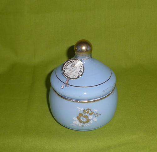 Baby Blue and Gold Glass Container with Lid