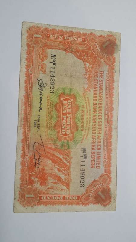 !!!VERY VERY RARE NOTE 16TH SEPT 1955 . DIE STANDARD BANK VAN SUID AFRIKA BEPERK VIR WINDHOEK!!!