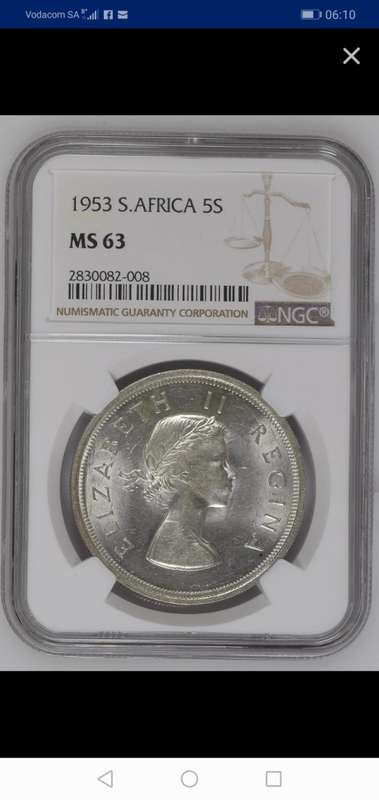 !!!!! STARTING AT SILVER PRICE!!!!1953 5 SHILLING MS 63 HARD TO FIND IN MS !!!!