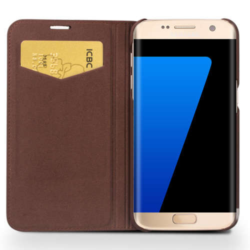 Samsung Galaxy S7 & S7 edge Case Qialino Genuine Leather Flip Wallet Ultra Thin Case Cover