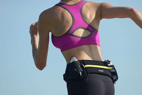 ROMIX® Lumbar Running Belt With 2 Water Bottles Holder-Polyamide Lycra Unisex Runners Waist Pack