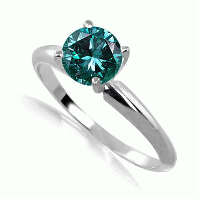 1 Carat Blue Diamond Engagement Ring in 14k Gold