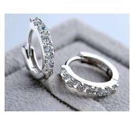 WOWW!!Genuine 925 Sterling Silver Hoop Austria Zircon Crystal Earings