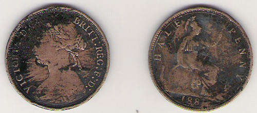 2 Coins, one 1881 and the other 1876 half Penny interesting story read more...