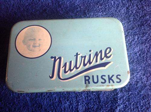 Rare Vintage Nutrine Rusks Tin