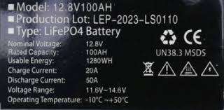 Nenergy 12V 1.28kWh 100Ah Wall mount Lithium Cell - Battery cables not included.