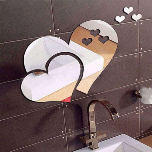 Heart mirrored wall decals
