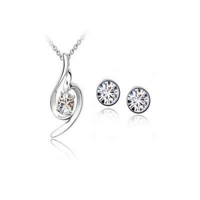 silver and clear austrian crystal with swarovski elements jewellery set - 14 days to pay!!!