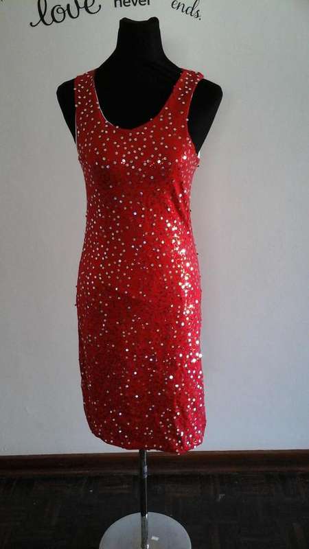 Red sequined formal dress with extra inner layer sz 32-34  ------- 14 days to pay!!!