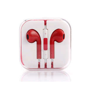 Earphones with Volume Control and Mic in Red