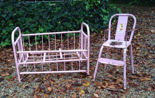 Vintage Doll's Cot & Chair
