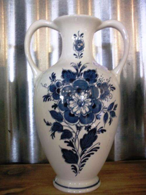 Original New Delft Blaaw Hand Painted Vase