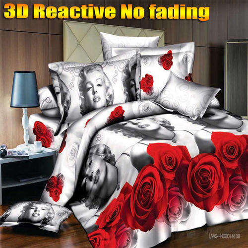 3D Duvet Set Marilyn Monroe Red Roses /Polyester Double/Queen
