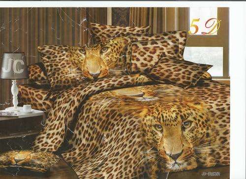 3D Duvet Set Leopard Cotton/Polyester Double/Queen