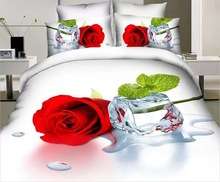 3D Duvet Bedding Set Red Rose White Background