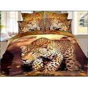 3D Duvet Bedding Set Leopard Brown