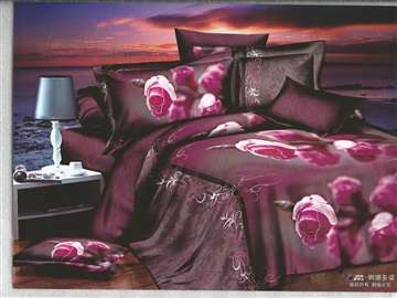 3D Duvet Bedding Maroon / Purple Flower