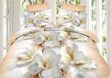 3D Duvet Bedding Peach/ Cream Flower