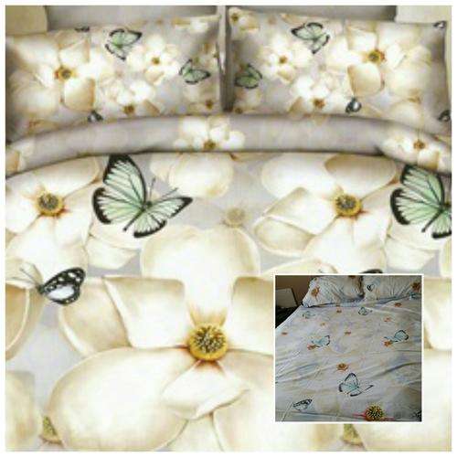 3D Duvet Bedding White Flower / Butterfly