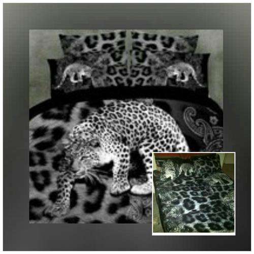3D Duvet Bedding Set Leopard Black & White