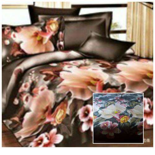 3D Duvet Bedding  Flowers Grey Background