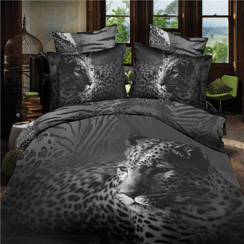 3D Duvet Bedding  Black & Grey Leopard