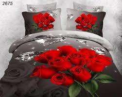 3D Duvet Bedding  Red Rose /  DIAMOND