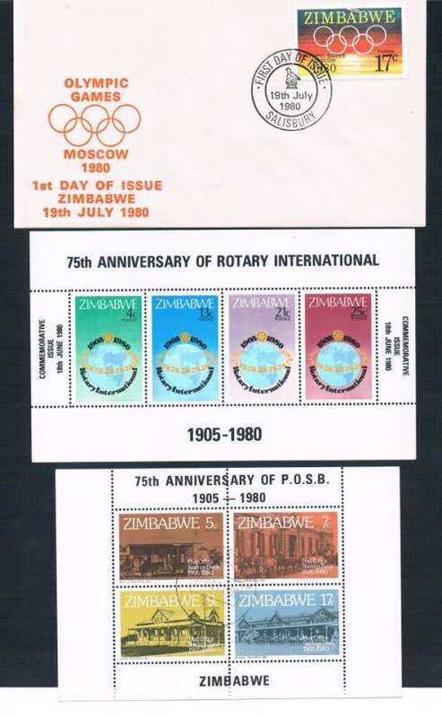 1980 Zimbabwe Olimpic games cover plus 2 Miniature sheets
