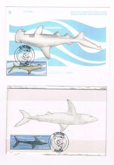 SCARCE Ciskei 1983 sharks Hand cancelled card and Postcard set of 5