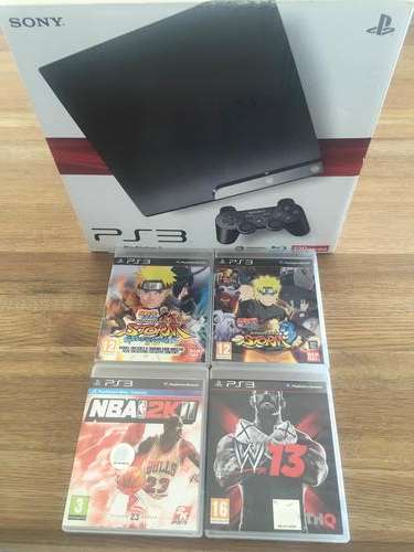 PS3 Boxed BUNDLE: 120GB Slim Console With 2 Dualshock 3 controllers & 4 Games!