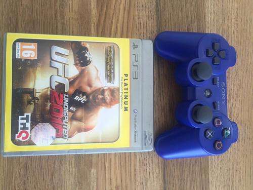Original Sony Dualshock 3 Controller (BLUE) + UFC Undisputed 2010 Game Both Like New!