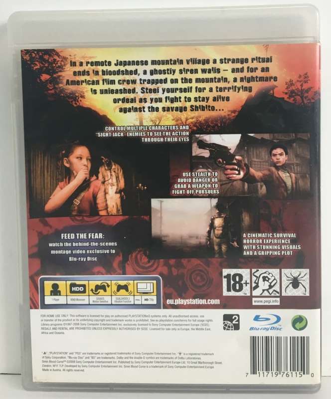 Siren Blood Curse PS3 Manual Included Good Condition!