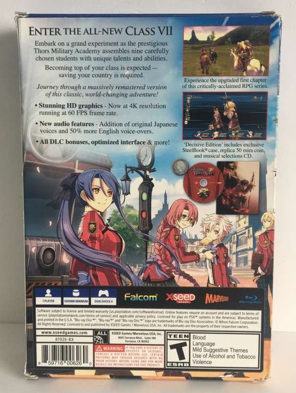 The Legend Of Heroes Trails Of Cold Steel Decisive Edition PS4 Booklet & Ost  Incl. Great Condition!
