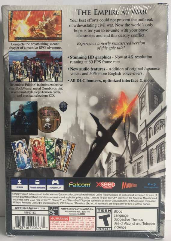 The Legend Of Heroes Trails Of Cold Steel II Relentless Edition PS4 New Still Sealed!