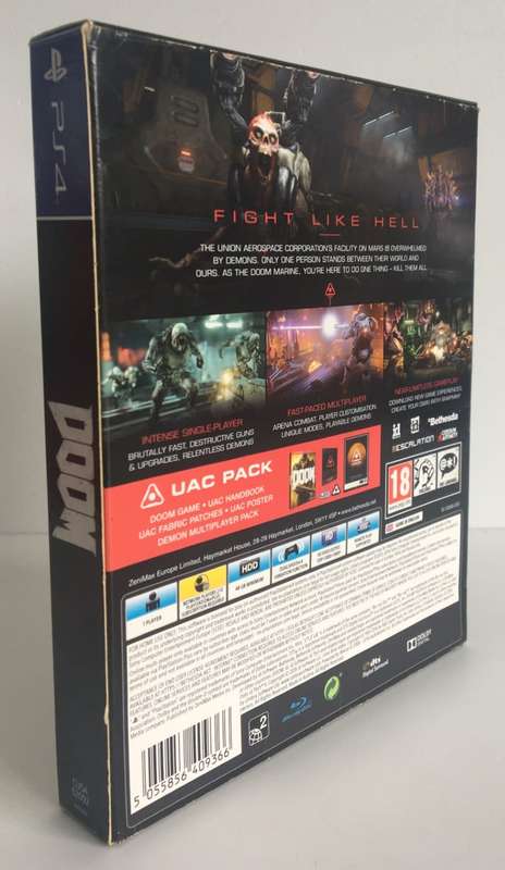 Doom UAC Pack PS4 Handbook & UAC Poster Included ( No Patches ) Very Good Condition!