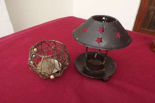 Lot of 2 metal candle holders