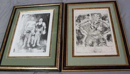 Lovely set of two well framed lithos