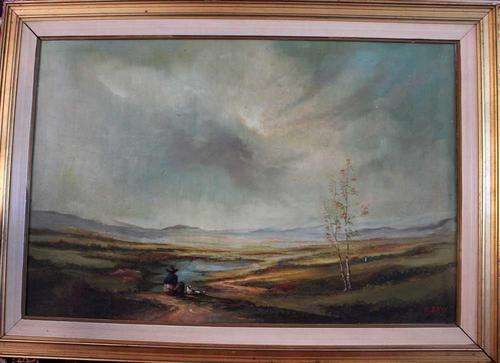 A lovely large vintage oil painting signed Ergo