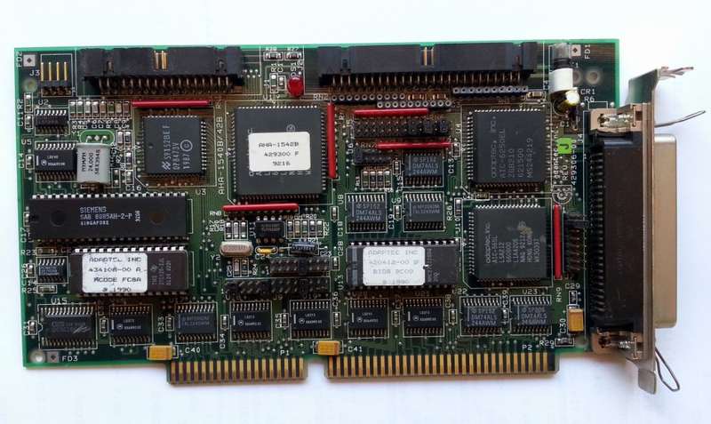 Adaptec AHA 1542B ISA 16-Bit SCSI-1 Card and SCSI Cable Bundle (1990)