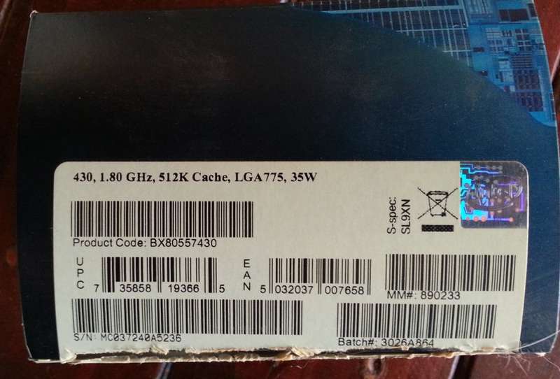 Intel Celeron 430 Conroe-L 1.8Ghz 512kb Cache Socket 775 with Cooler