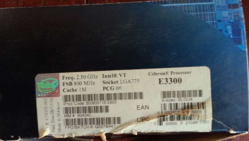 Intel E3300 Celeron 2.5Ghz Dual Core 1mb Cache Socket 775 with Cooler