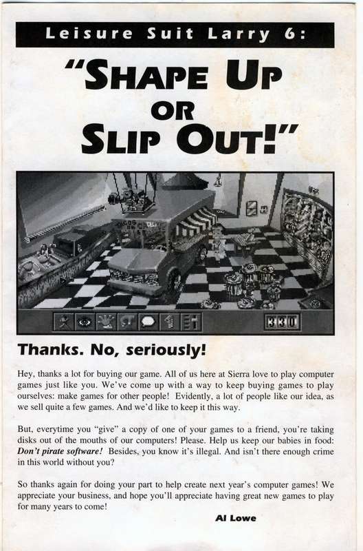 Leisure Suite Larry 6 - Shape up or Slip Out CD for MS-DOS/Windows 3.1