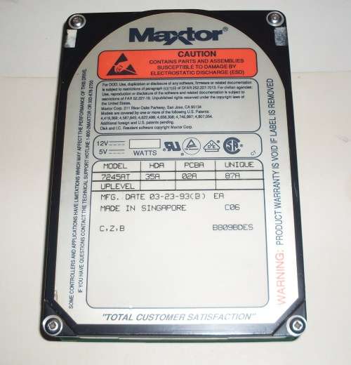 Maxtor 7245AT IDE 245MB Desktop Hard Drive (1993)