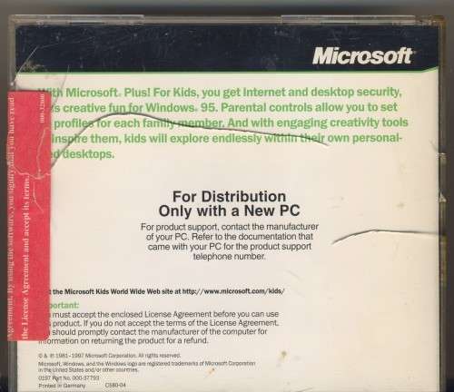 Microsoft Plus for Kids CD (Windows 95 and Windows 98)