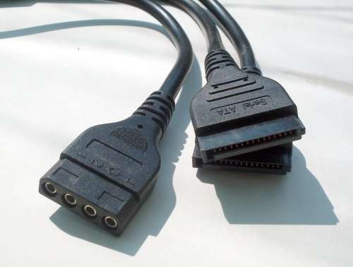 Molex Female to Dual SATA Splitter Cable Shielded