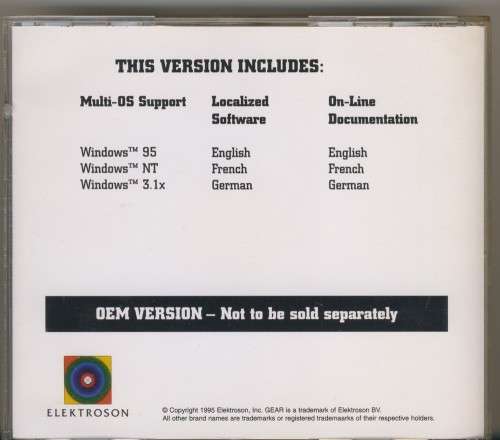 Gear CD-R Recording Software for Windows NT/95/3.1 (1995)