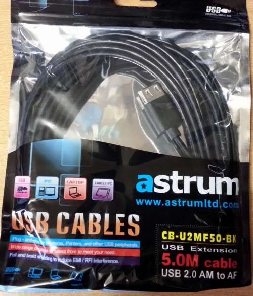 Astrum USB 2.0 Extension Cable AM to AF 5 Meter