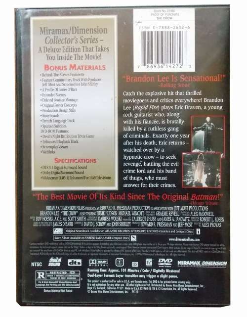 The Crow (Brandon Lee 1994) 2-Disc Special Edition REGION 1 DVD